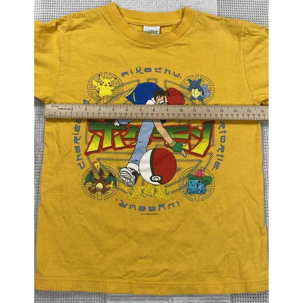 Vintage Pokemon Ash 2000 Nintendo Long Sleeve T-Shirt Yellow Small (6-8)‎
